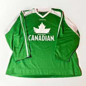 Bauer Team Molson Canadian Green White Irish Hockey Jersey Men's Size XL